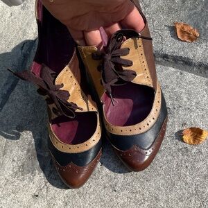 Women’s Vintage Jeffrey Campbell Brown and Black Oxford heeled leather Shoes